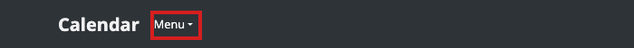 The top bar of the Xenia calendar page with the Menu button highlighted